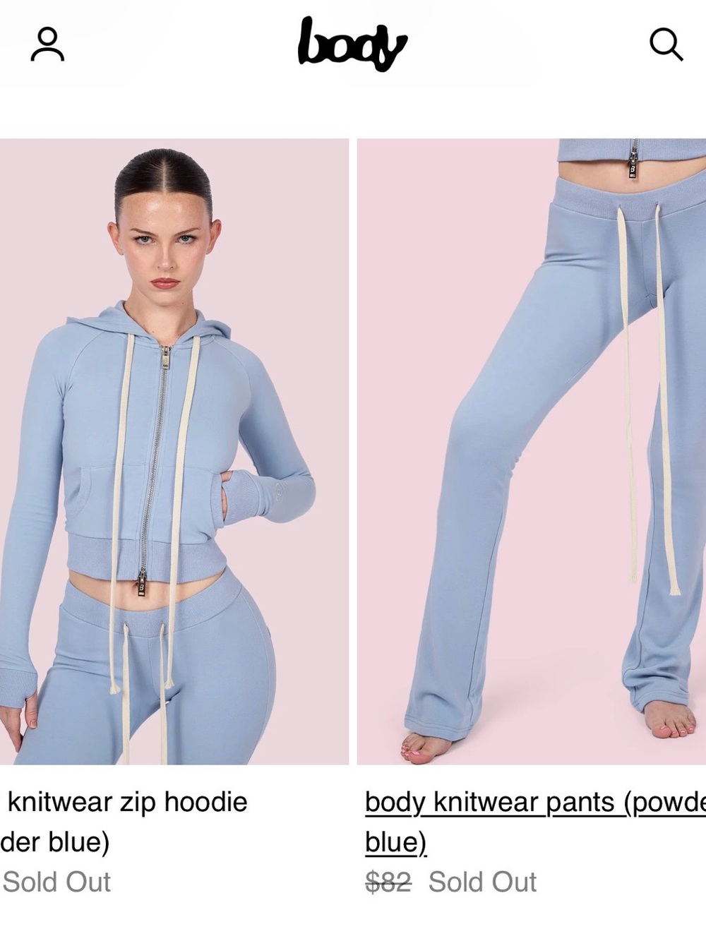 Body Powder Blue Wide-Leg Knit Pants